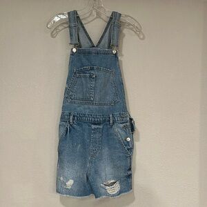 Top Shop Distressed Overall Shorts